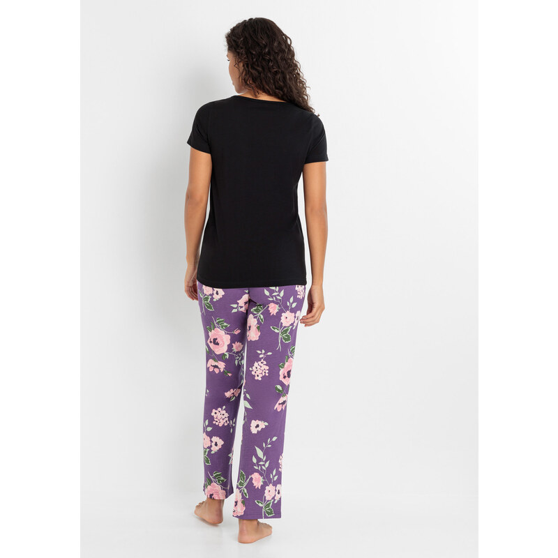 bonprix Pyžamo a krátké pyžamo (4dílná souprava) Černá
