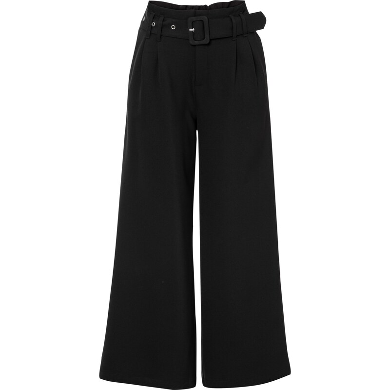 bonprix Kalhoty Culotte s páskem Černá