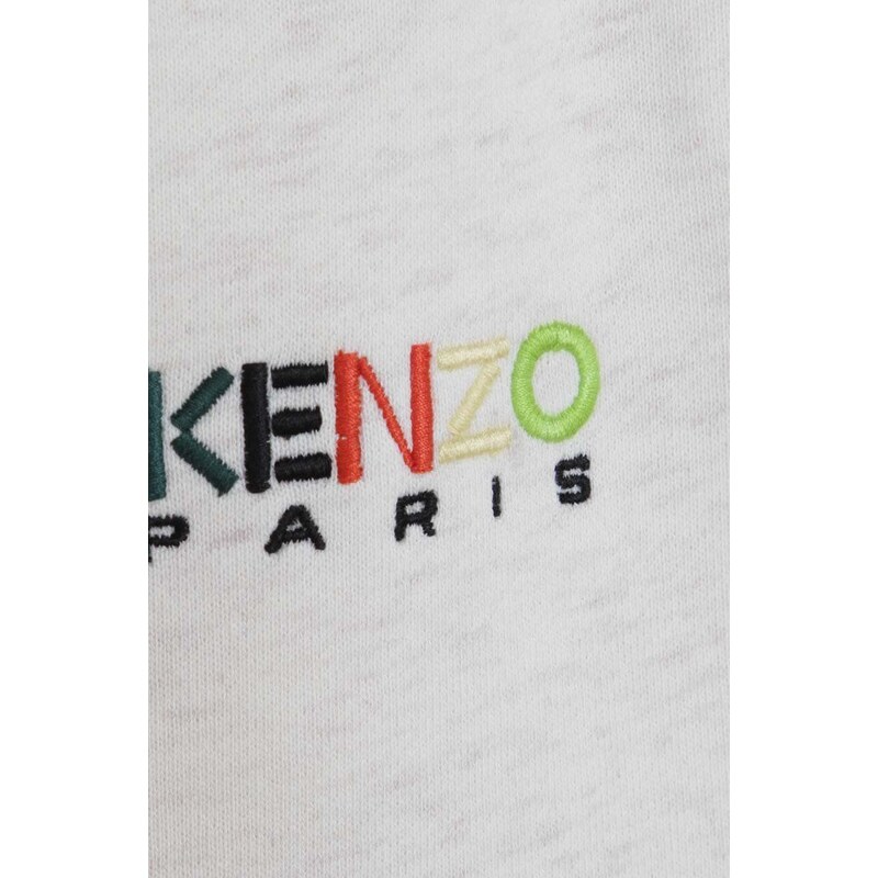 Dětské bavlněné tepláky Kenzo Kids béžová barva, s potiskem