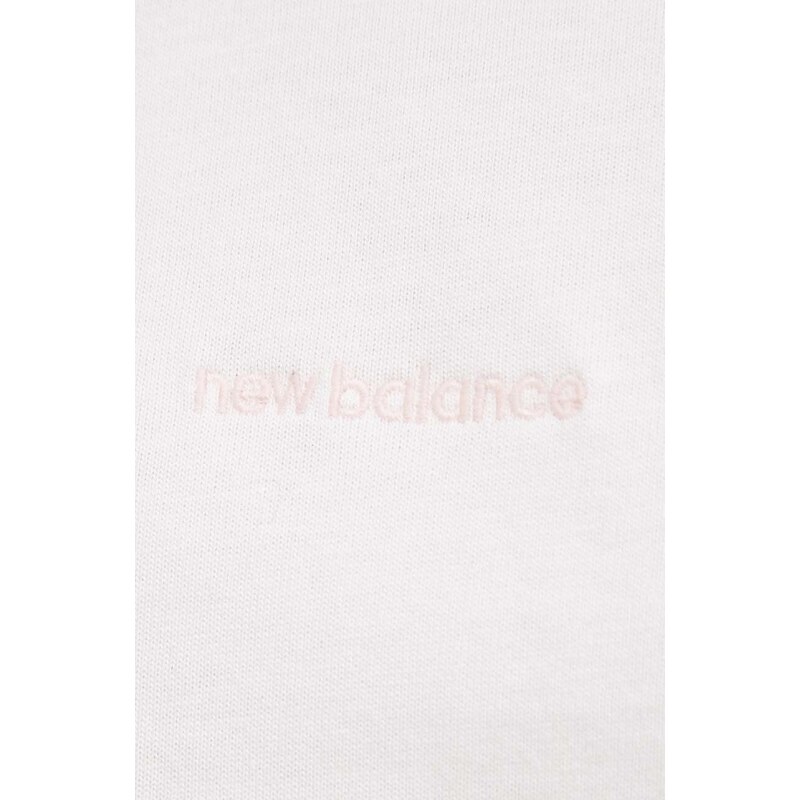 Bavlněné tričko New Balance růžová barva, WT23556WAN-WAN