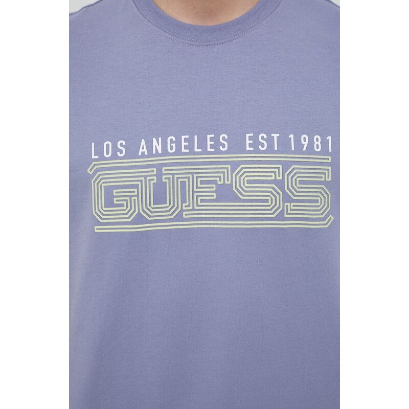 Bavlněné tričko Guess šedá barva