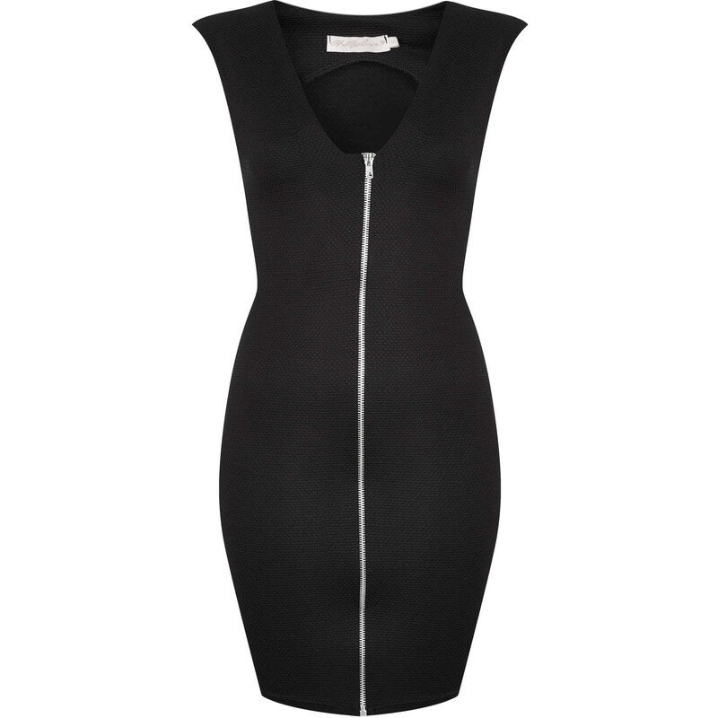 Topshop **Plunge Neck Zip Front Body Con Mini by Oh My Love