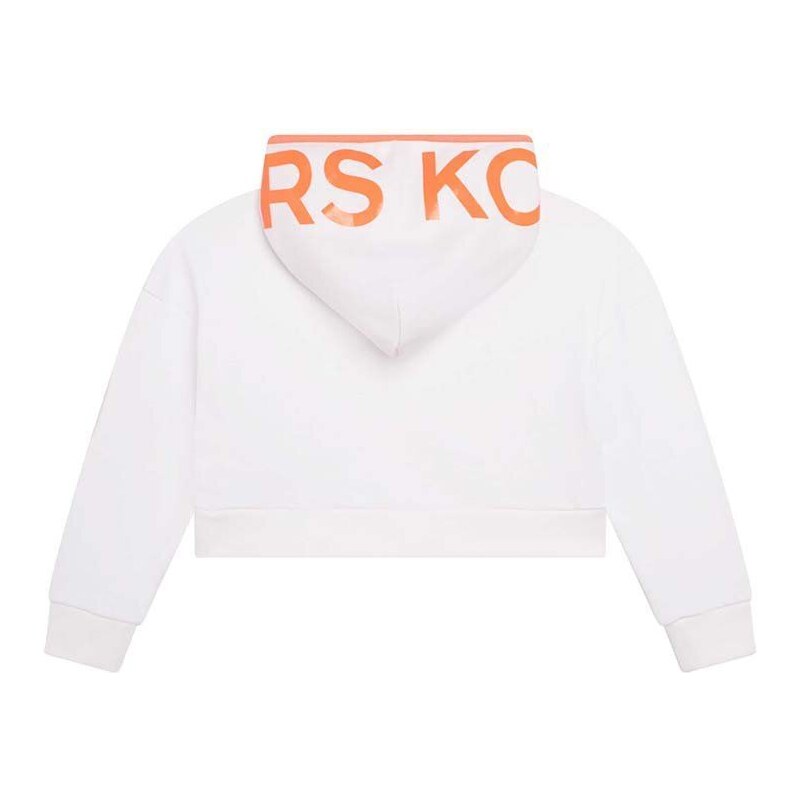 Dětská bavlněná mikina Michael Kors bílá barva, s kapucí, s potiskem