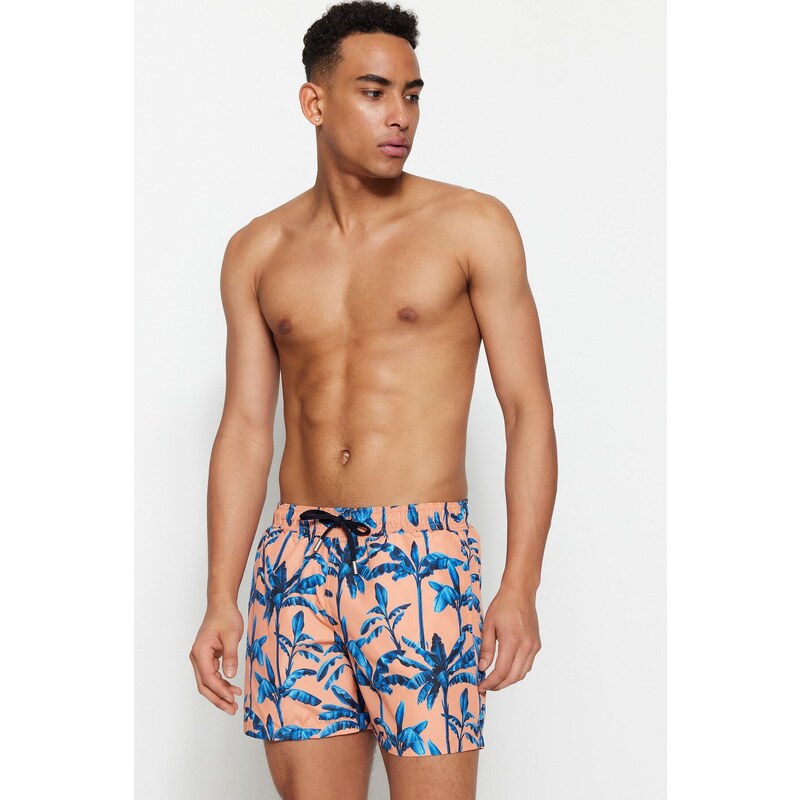 Trendyol Orange Standard Size Tropical Printed Swimsuit Sea Shorts