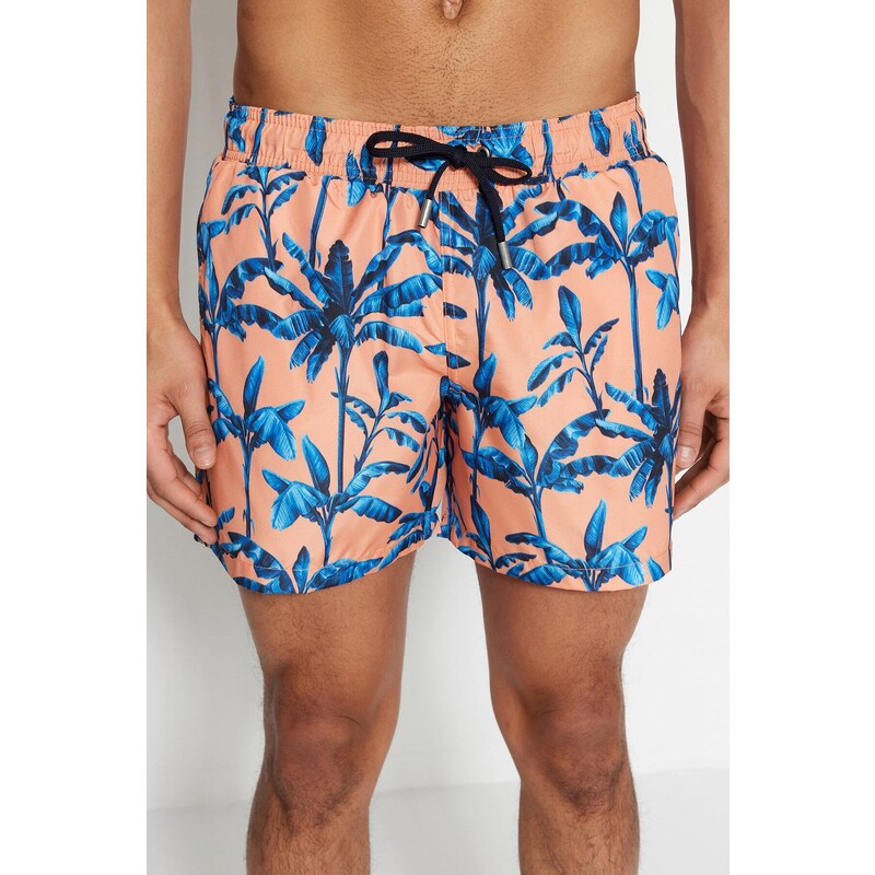 Trendyol Orange Standard Size Tropical Printed Swimsuit Sea Shorts
