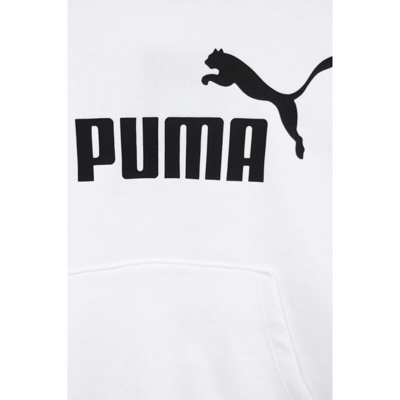 Dětská mikina Puma ESS Logo Hoodie TR G bílá barva, s kapucí, s potiskem