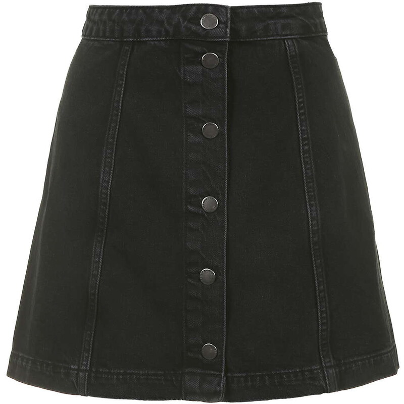 Topshop MOTO Denim Button Front A-Line Skirt