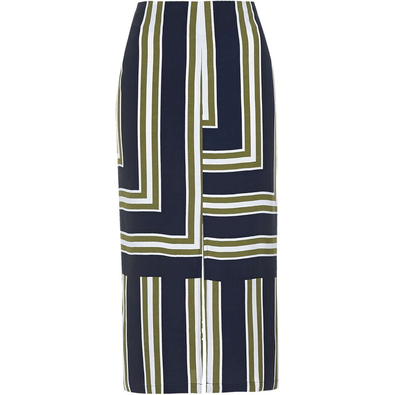 Topshop Striped Split Midi Skirt