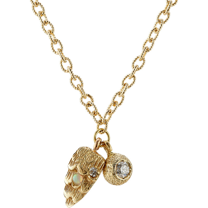 Carolina Bucci Owls Eye & Wing 18k Gold Necklace with Diamond