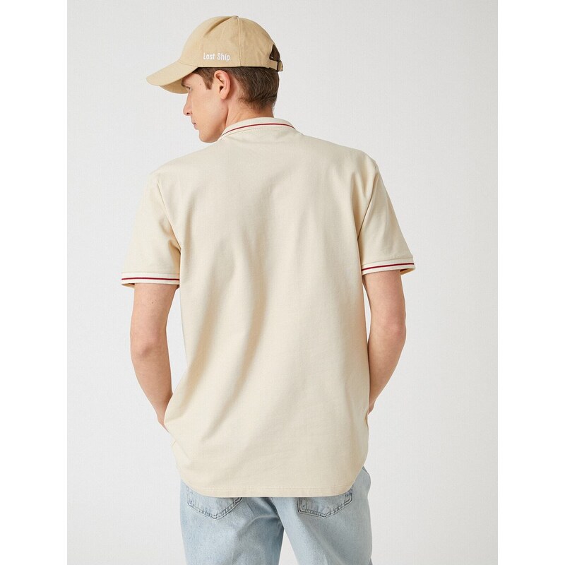 Koton Polo Neck T-Shirt Printed Zipper