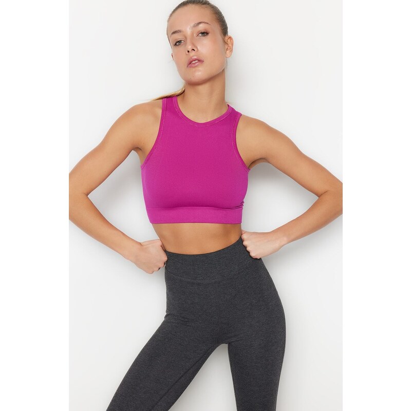 Trendyol Fuchsia Seamless/Seamless Lightly Supported/Shaping Knitted Sports Bra