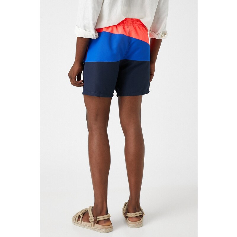 Koton Marine Shorts with Color Block, Lace-Up Waist