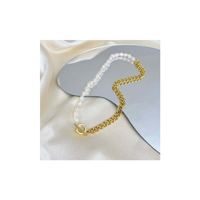 TWINOLO Dámský ocelový náhrdelník s perlami N1GL91