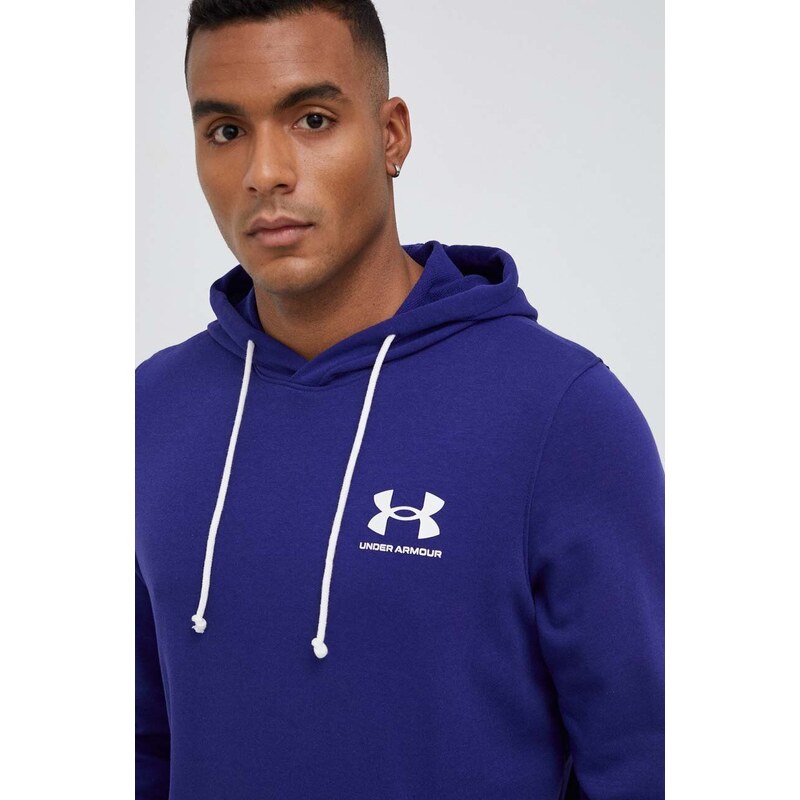 Mikina Under Armour pánská, fialová barva, s kapucí, s potiskem