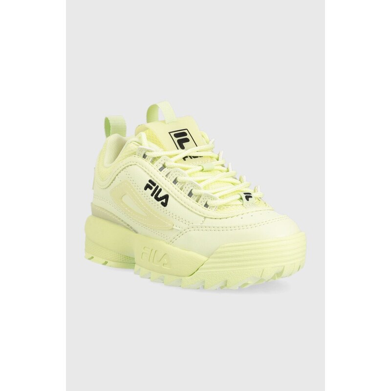 Dětské sneakers boty Fila Disruptor zelená barva