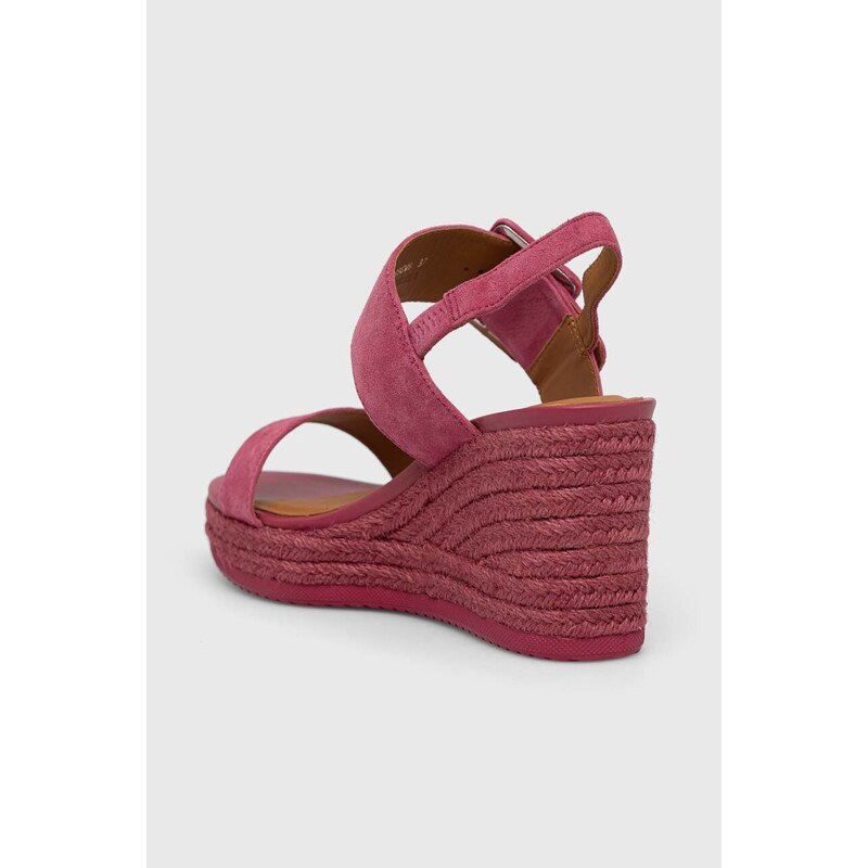 Semišové sandály Geox D PONZA dámské, růžová barva, na klínku, D35GVB 00021 C8335