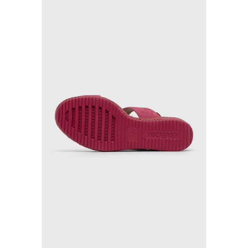 Semišové sandály Geox D PONZA dámské, růžová barva, na klínku, D35GVB 00021 C8335