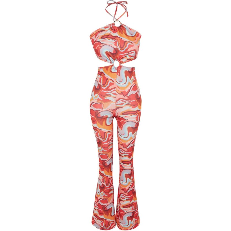 Trendyol Multicolored Knitted Overalls with Window/Cut Out Detail Printed