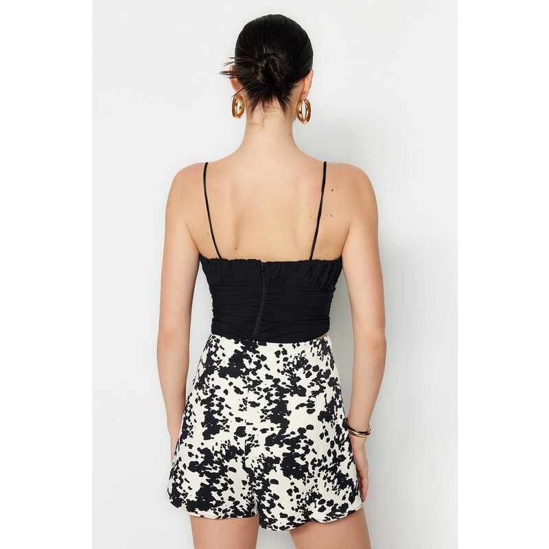 Trendyol Black Crop Lined Poplin Bustier