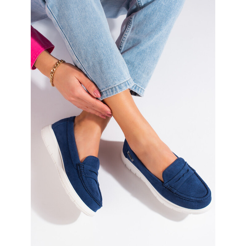 GOODIN Shelvt women's moccasins blue with flexible sole