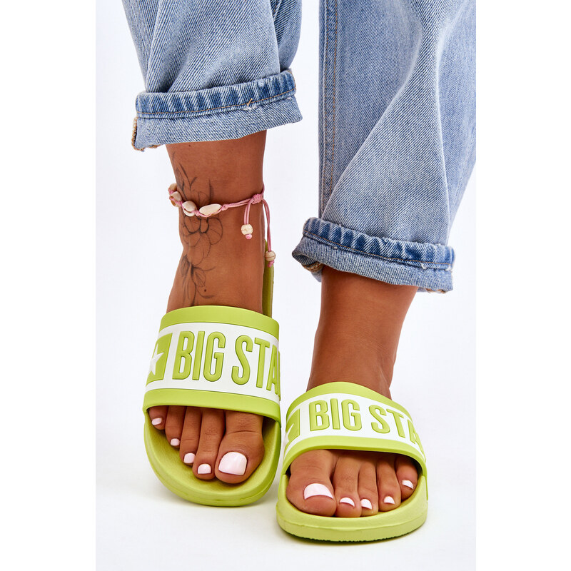 BIG STAR SHOES Dámské klasické pantofle Big Star LL274742 Limetka