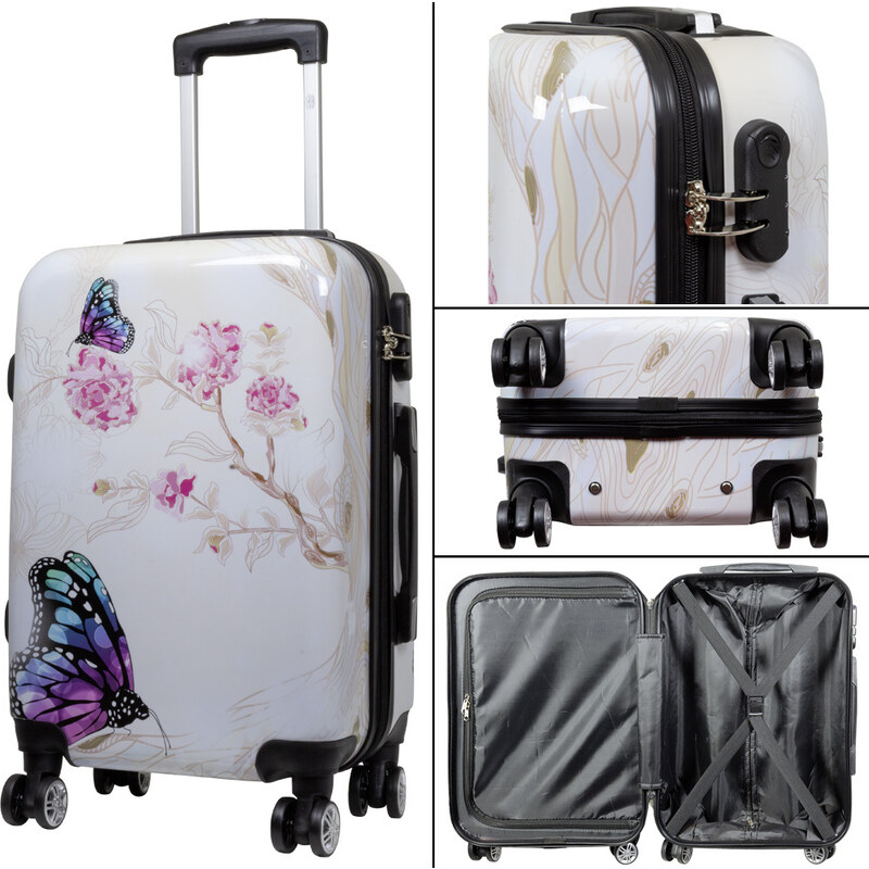 Cestovní zavazadlo - Kufr - Monopol - Butterflies - Velikost L - Objem 94 Litrů