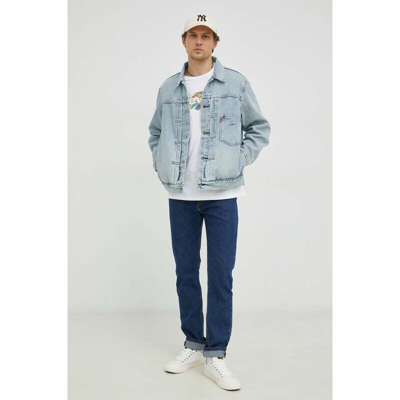 Džínová bunda Levi's pánská, přechodná, oversize