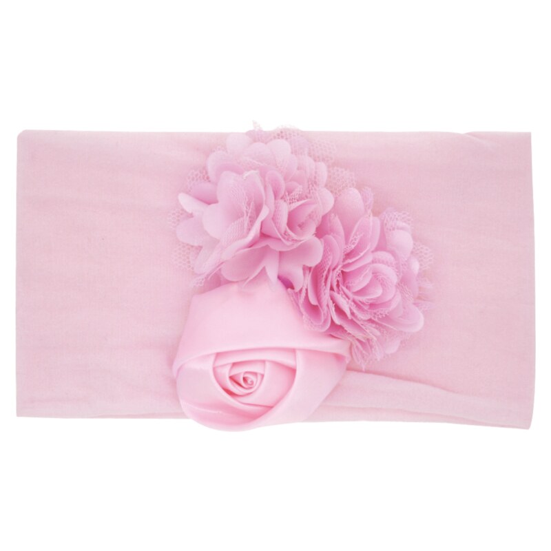 BB-Shop Široká elegantní růžová květinová čelenka pro holčičku z mikrovlákna