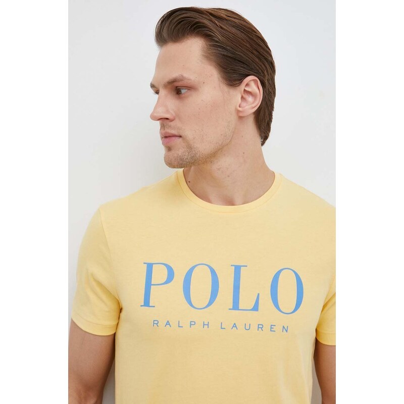 Bavlněné tričko Polo Ralph Lauren žlutá barva, s potiskem