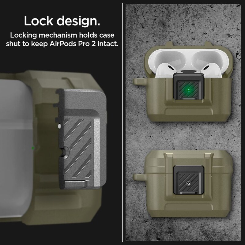 Pouzdro na sluchátka AirPods Pro - Spigen, Lock Fit Khaki