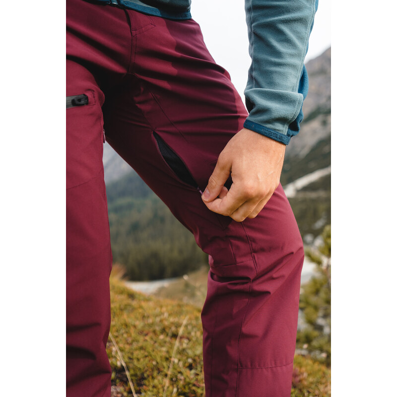 Nordblanc Vínové pánské nepromokavé outdoorové kalhoty ERGONOMICAL