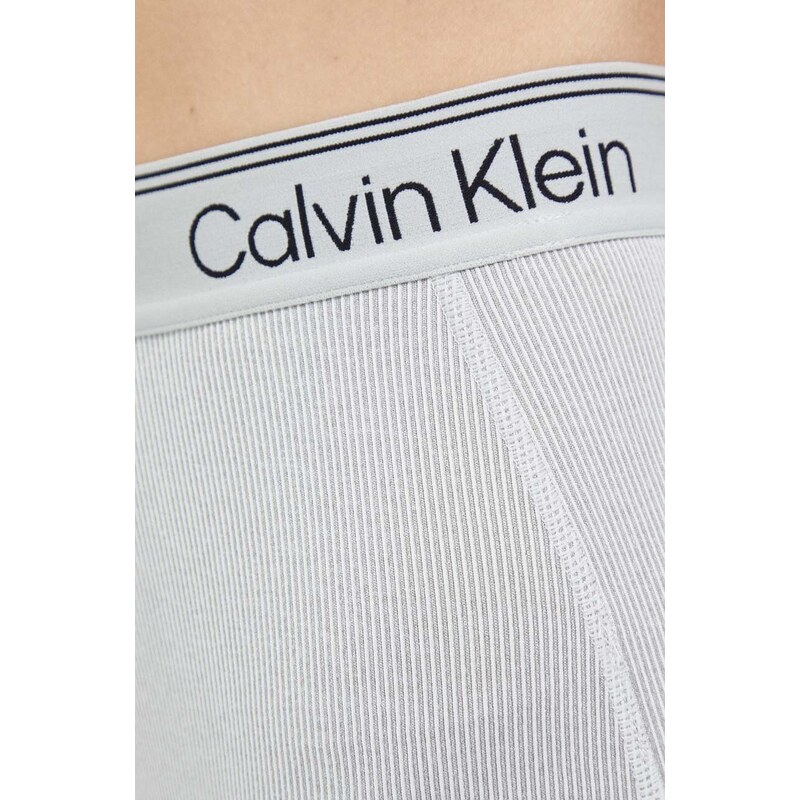 Tréninkové legíny Calvin Klein Performance CK Athletic šedá barva, hladké