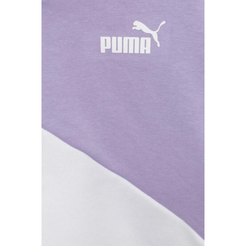 Dětská mikina Puma PUMA POWER Cat Hoodie TR G fialová barva, s kapucí, vzorovaná