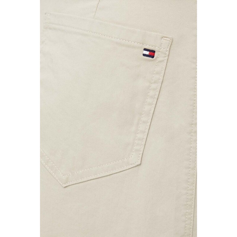 Kalhoty Tommy Hilfiger dámské, béžová barva, široké, high waist