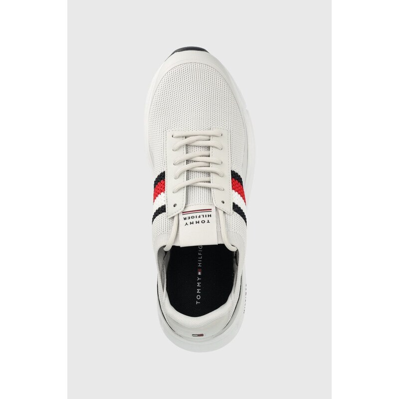 Sneakers boty Tommy Hilfiger PREMIUM LIGHTWEIGHT RUNNER KNIT šedá barva