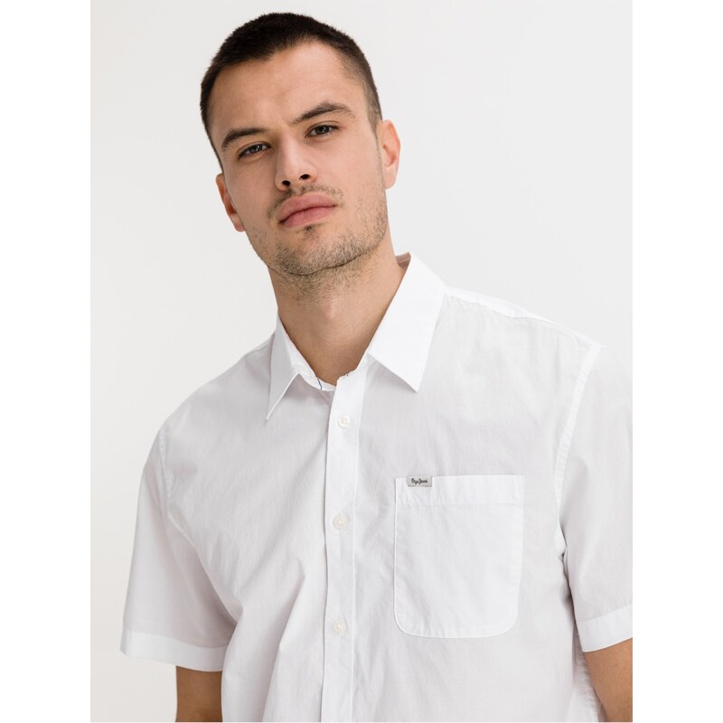 Bílá pánská košile Pepe Jeans Seth - Pánské