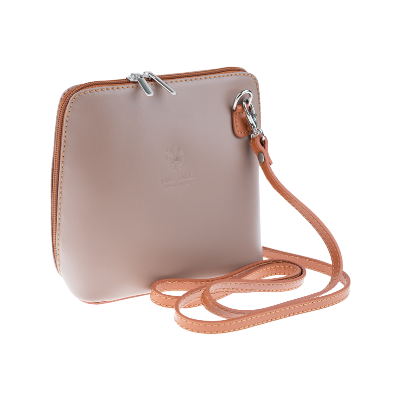 Okrová kožená italská crossbody kabelka Grana Taupe Camel