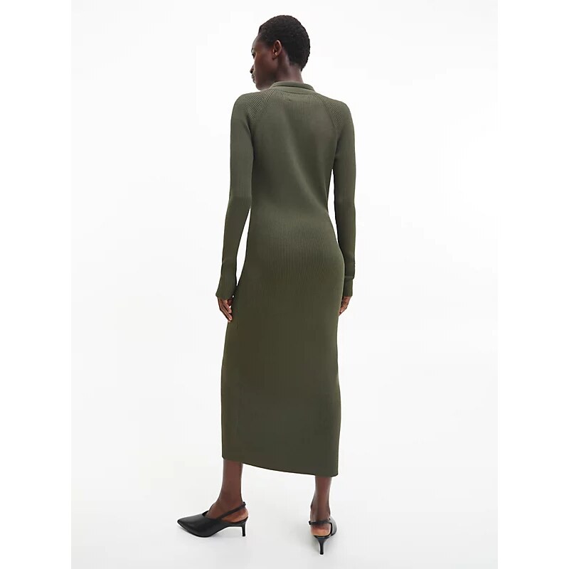 Calvin Klein | Iconic Rib šaty | Khaki;zelená