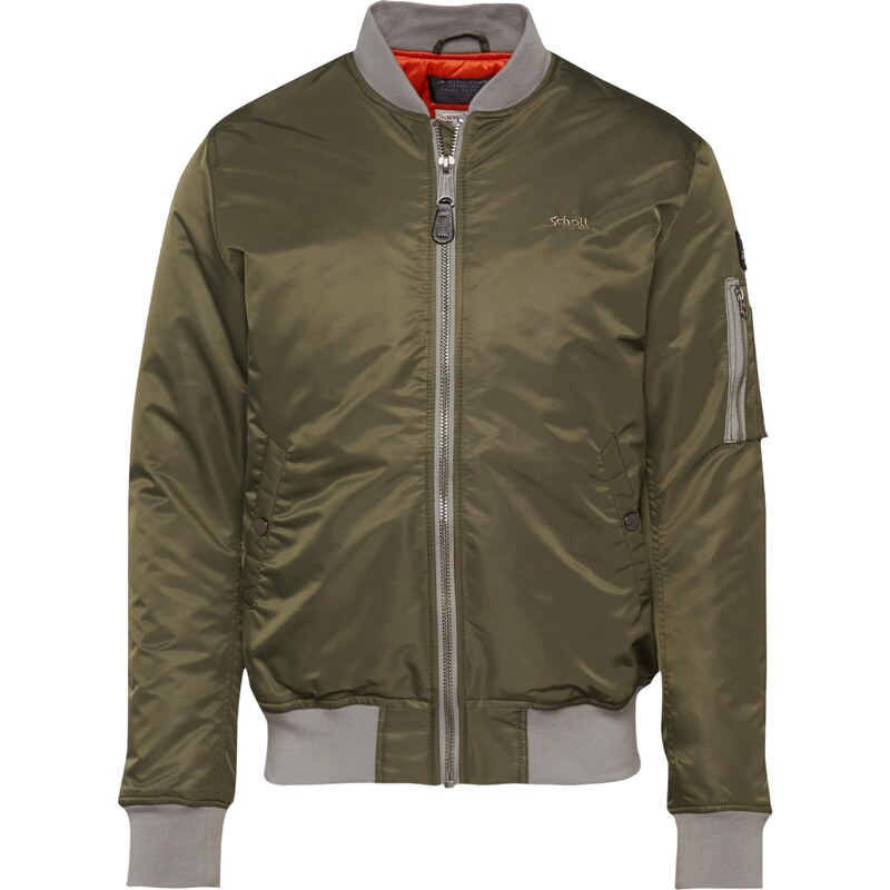 Schott NYC Přechodná bunda Airforce šedá / olivová / černá