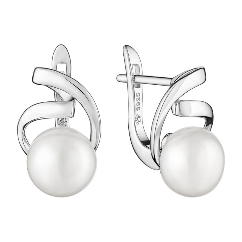Gaura Pearls Stříbrné náušnice s bílou perlou, stříbro 925/1000