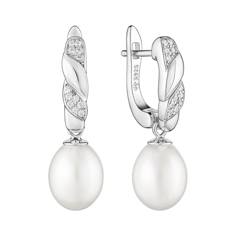 Gaura Pearls Stříbrné náušnice s bílou 8.5-9 mm perlou Selena, stříbro 78593426