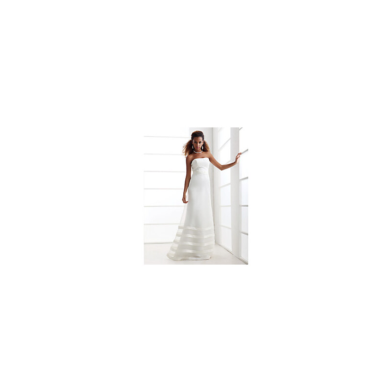 LightInTheBox A-line Strapless Floor-length Satin Organza Wedding Dress