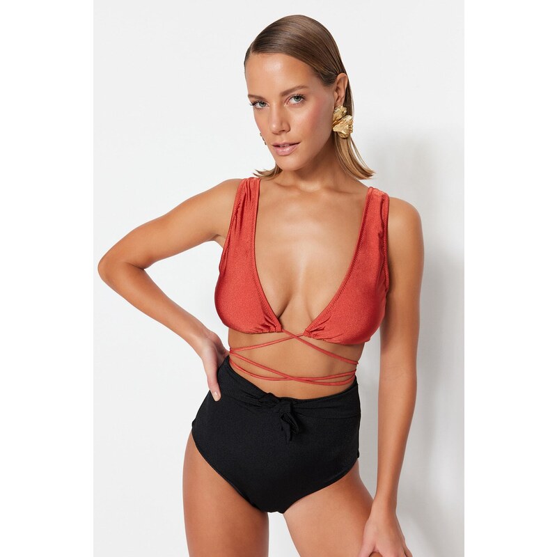 Trendyol Tile Triangle Bikini Top