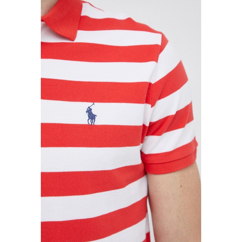 Bavlněné polo tričko Polo Ralph Lauren červená barva
