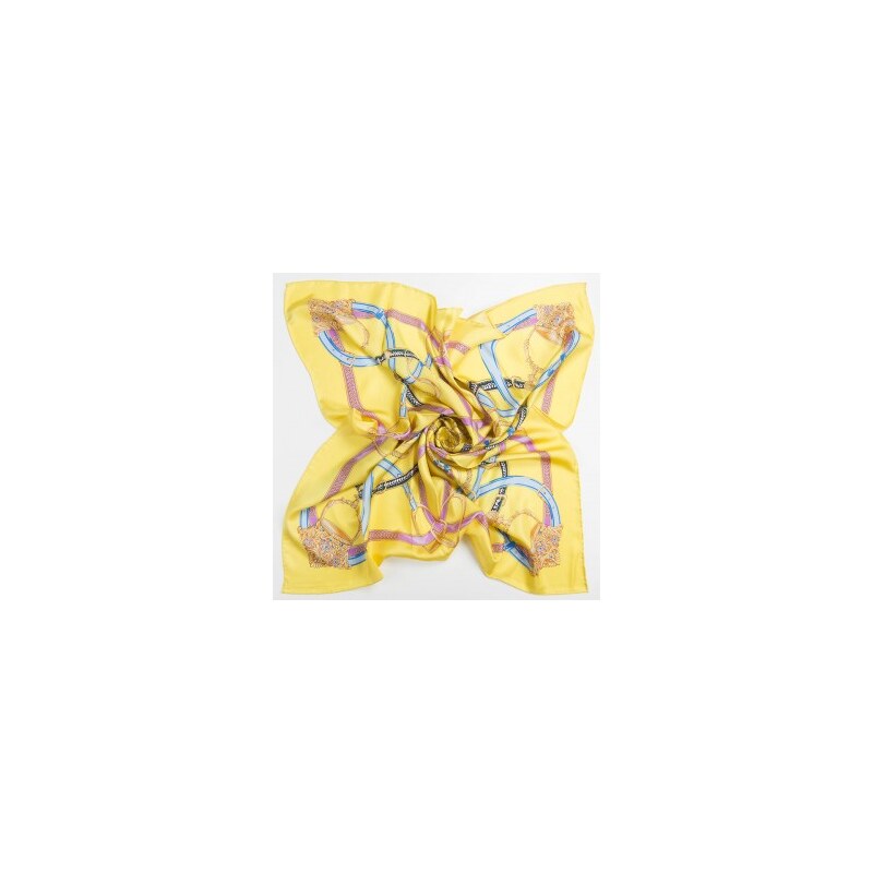Passerini Hedvábný šátek s potiskem Harness and Chains Yellow