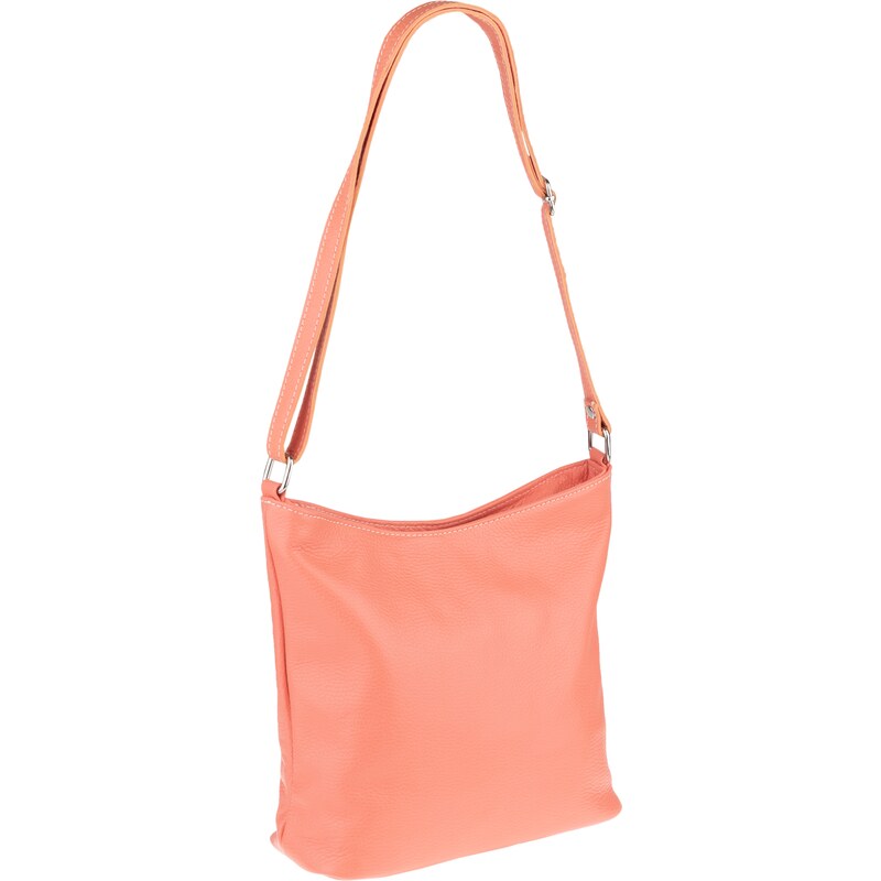 Růžová kožená italská crossbody kabelka Ebe Salmone NovaKabelka