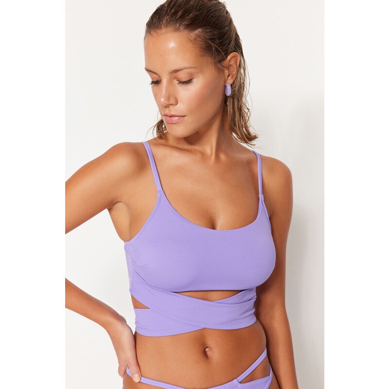 Trendyol Lilac Bralette Tie Bikini Top