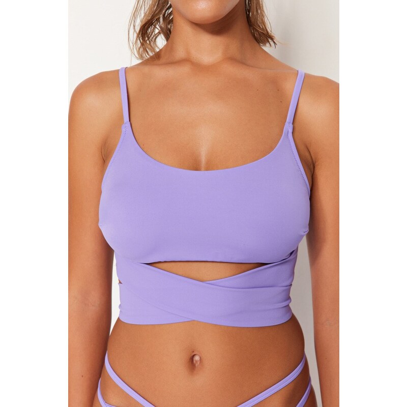 Trendyol Lilac Bralette Tie Bikini Top