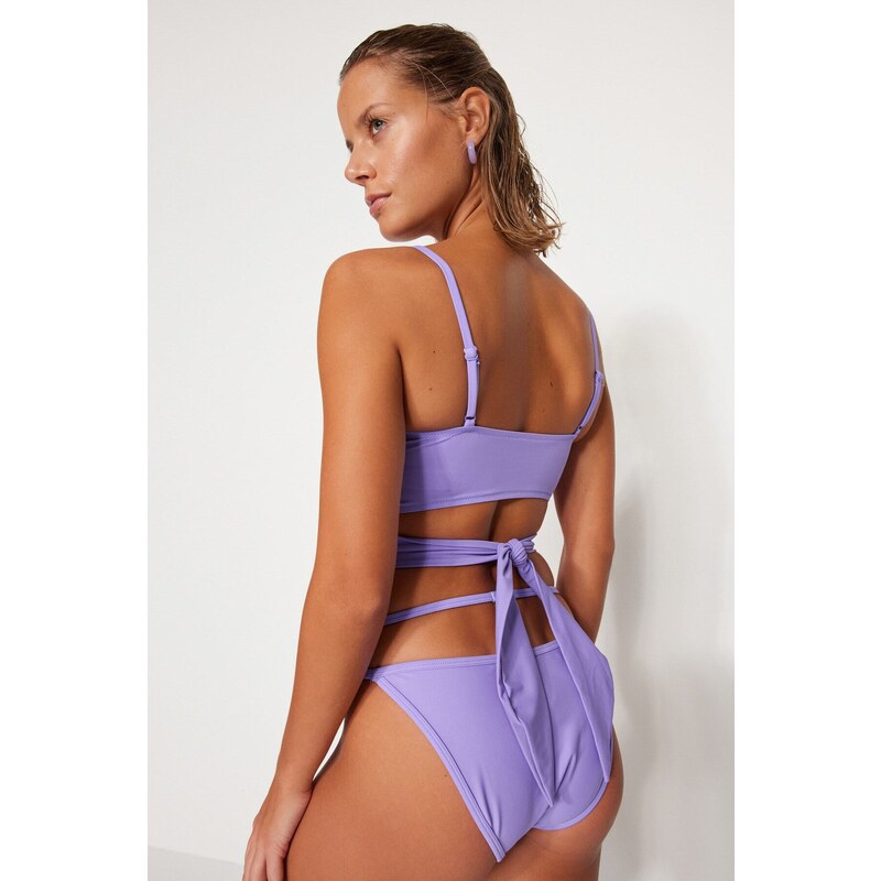 Trendyol Lilac Bralette Tie Bikini Top