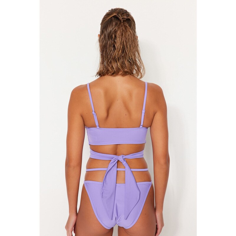 Trendyol Lilac Bralette Tie Bikini Top